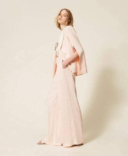 Linen blend wide leg trousers