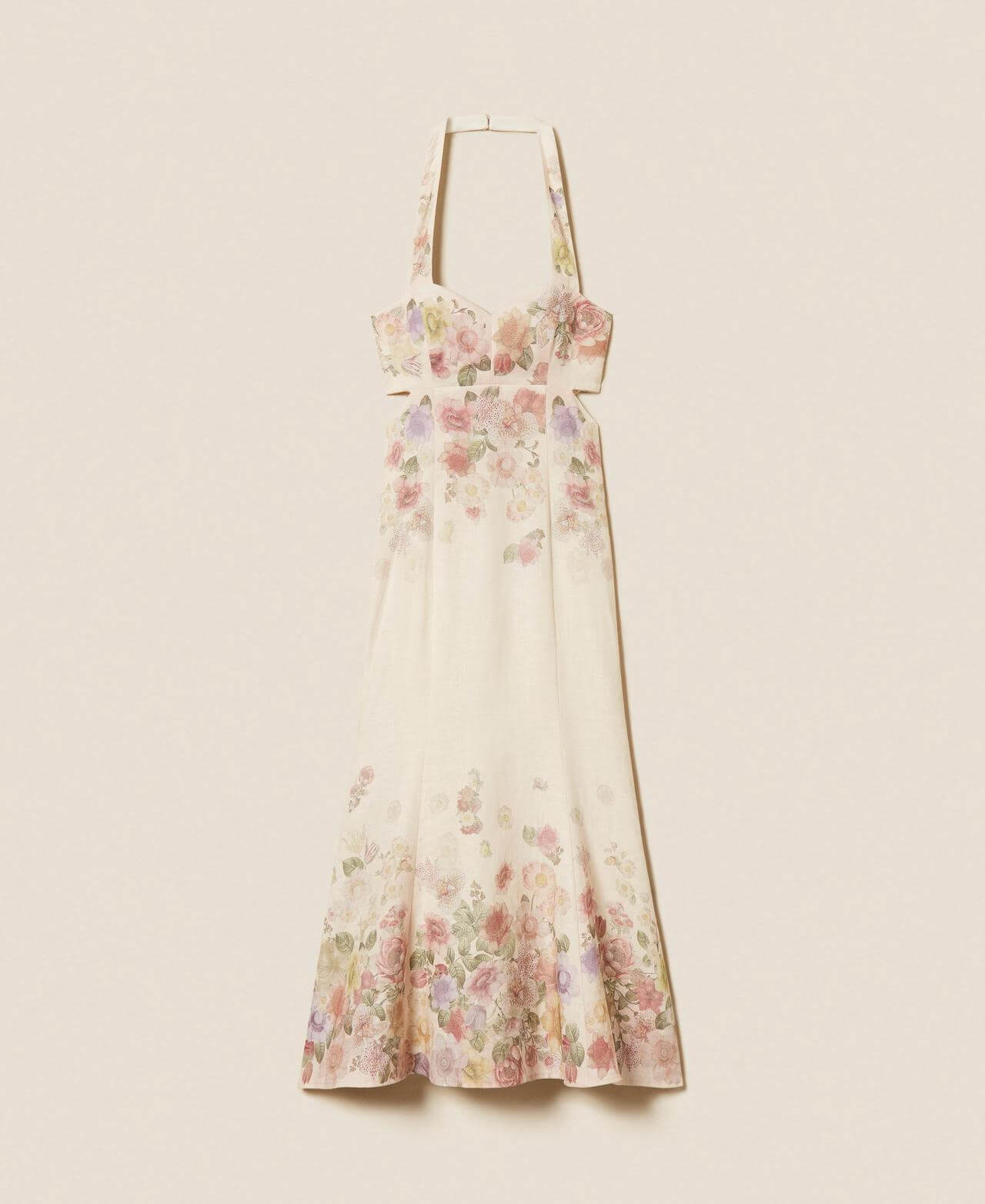 Linen floral midi dress