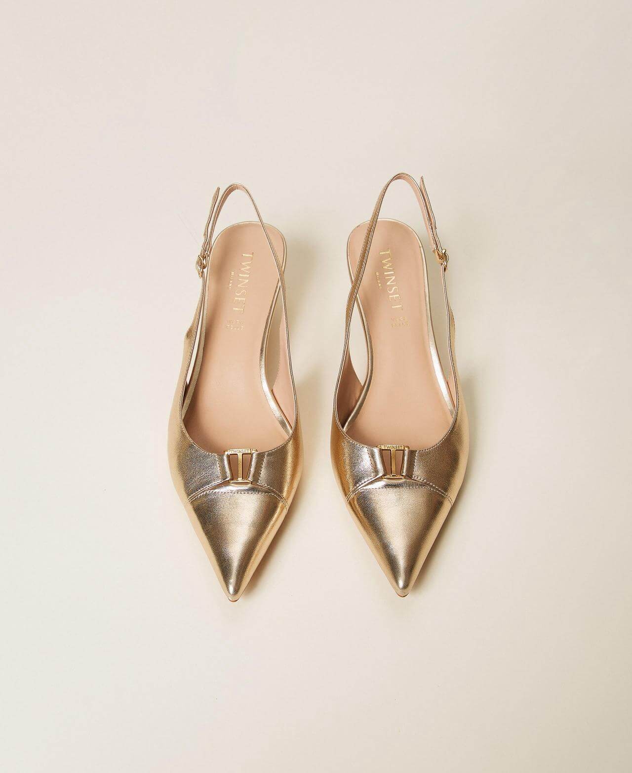 Leather sling backs PLATINO