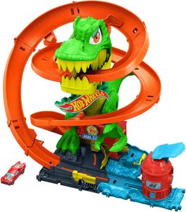 סט מסלול מכוניות קרב הדינוזאור City T-Rex Blaze Battle