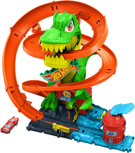 סט מסלול מכוניות קרב הדינוזאור City T-Rex Blaze Battle