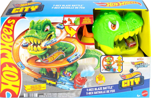 סט מסלול מכוניות קרב הדינוזאור City T-Rex Blaze Battle 6