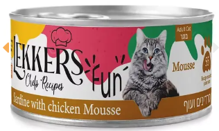 מעדן לקרס לחתולים מוס סרדינים ועוף 185 גרם - Lekkers Sardines & Chicken Mous Wet food for Cats