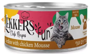 מעדן לקרס לחתולים מוס סרדינים ועוף 185 גרם - Lekkers Sardines & Chicken Mous Wet food for Cats