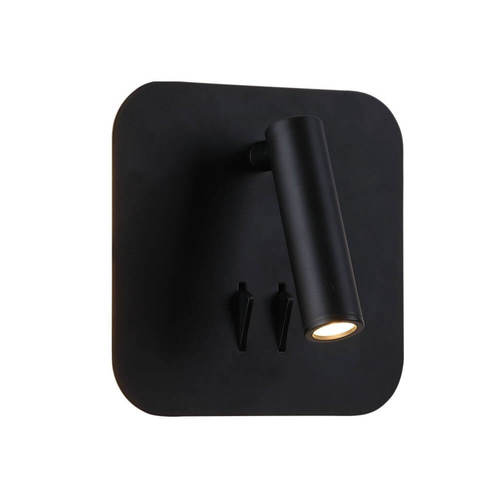 ספוט קיר לקריאה עם הילה אחורית+ מפסקים 3W+6W פוינטר חם מרובע שחור POINTER