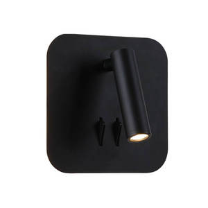 ספוט קיר לקריאה עם הילה אחורית+ מפסקים 3W+6W פוינטר חם מרובע שחור POINTER