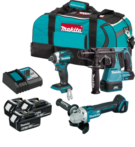 סט 3 כלים 18V נטען עם 3 סוללות 6AH ומטען MAKITA DLX3070TX מקיטה