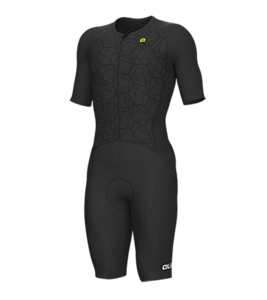 חליפת טריאתלון גברים ALE FOCUS TRIATHLON SS SUIT שחור אלסטית טכנית אוורירית ומנדפת מאוד