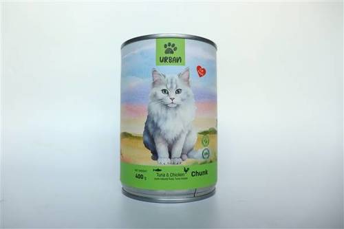 שימורי נתחים אורבן לחתול טונה ועוף 400 גרם