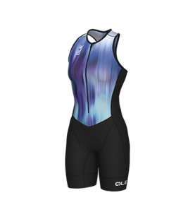 חליפת טריאתלון נשים ללא שרוולים CRAZY TRIATHLON LADY SLEEVELESS SUIT שחור-כחול אלסטית טכנית אוורירית ומנדפת מאוד
