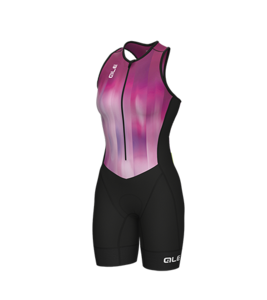 חליפת טריאתלון נשים ללא שרוולים CRAZY TRIATHLON LADY SLEEVELESS SUIT שחור-ורוד אלסטית טכנית אוורירית ומנדפת מאוד