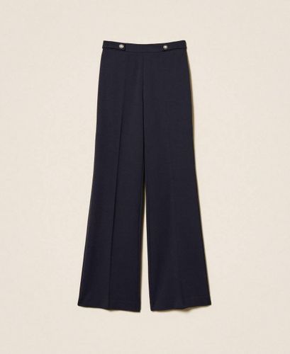 Wide leg trousers with pearl buttons