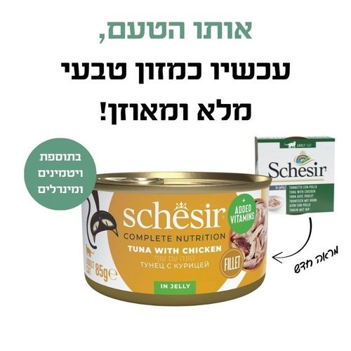 שזיר מלא טונה עם נתחוני עוף בג'לי 85 גרם