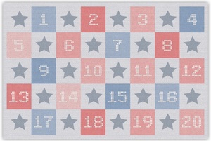 שטיח פעילות מעוצב לחדר ילדים Soft Mat במגע רך - כוכבים ומשבצות ורוד/תכלת עם מספרים