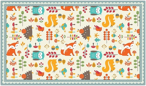 שטיח פעילות מעוצב לחדר ילדים Soft Mat במגע רך - חיות חמודות בכחול