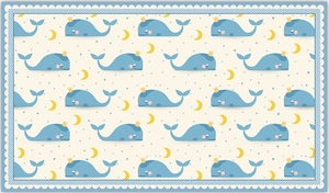 שטיח פעילות מעוצב לחדר ילדים Soft Mat במגע רך - לוויתנים תכלת עם מסגרת