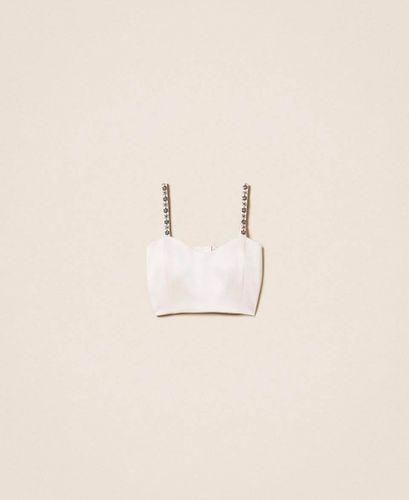 Duchesse cropped top with embroidery