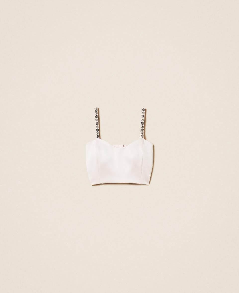 Duchesse cropped top with embroidery