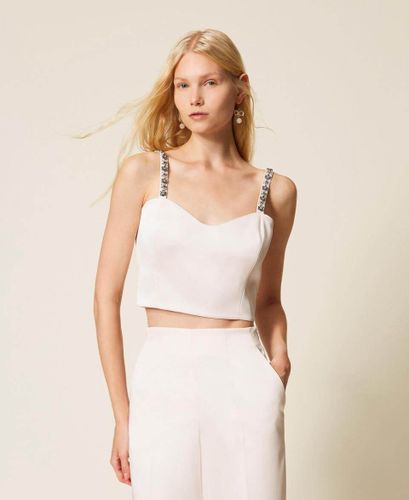 Duchesse cropped top with embroidery