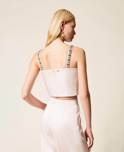 Duchesse cropped top with embroidery