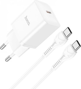 מטען קיר מהיר 20W כניסת USB-Type C וכבל Type-C ל-Type-C מבית HOCO N27