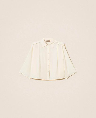 Crêpe de Chine cropped shirt