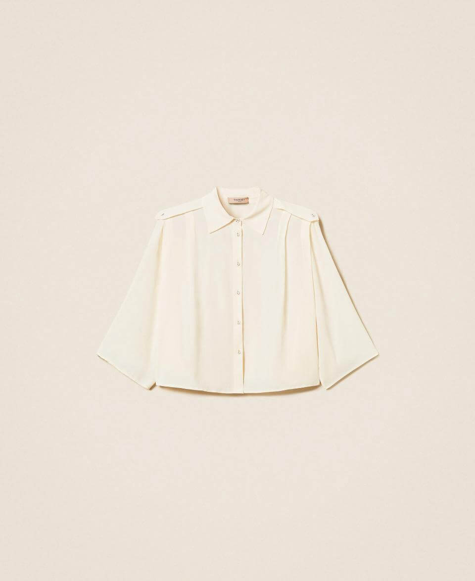 Crêpe de Chine cropped shirt