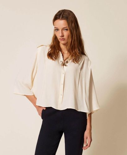 Crêpe de Chine cropped shirt