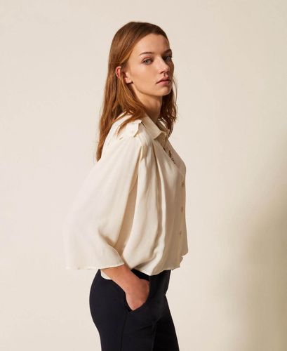 Crêpe de Chine cropped shirt