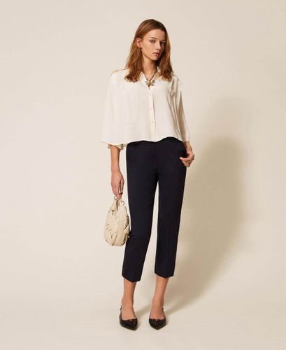 Crêpe de Chine cropped shirt