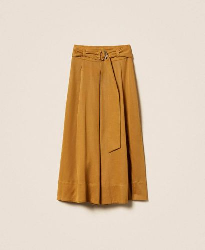 Long twill skirt with belt