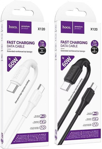 כבל USB C ל-USB C 3A 60W 1 מטר X120 שחור