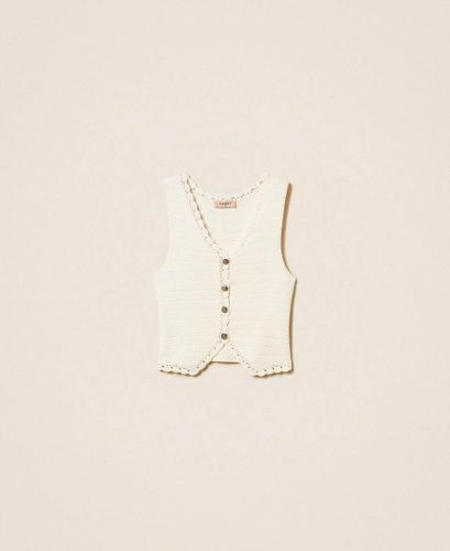 Knit waistcoat with crochet detail