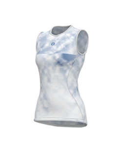 חולצת רשת נשים ללא שרוולים  ATMOSFERA BASE LAYER SLEEVE LESS JERSEY לבן-כחול בייס לייר דקיקה ביותר מנדפת מאוד מסנן קרינה