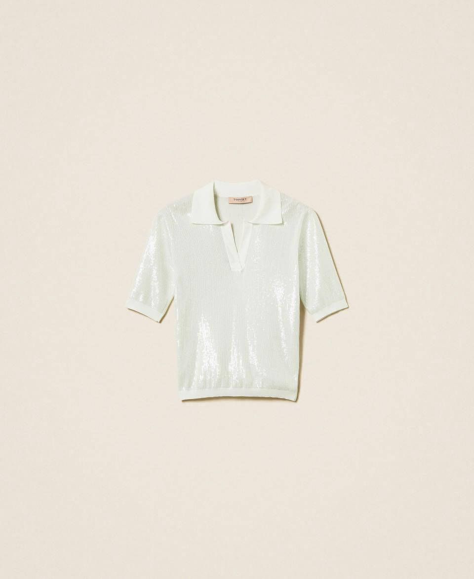 Polo shirt top with sequins