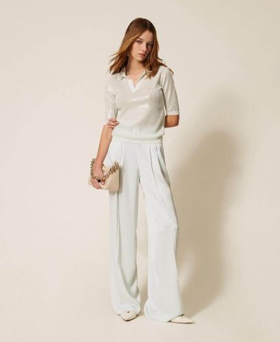 Polo shirt top with sequins