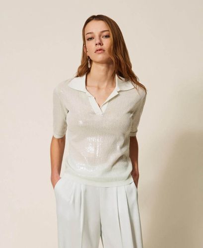 Polo shirt top with sequins