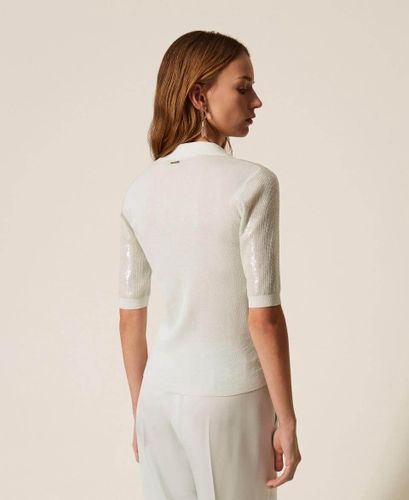 Polo shirt top with sequins