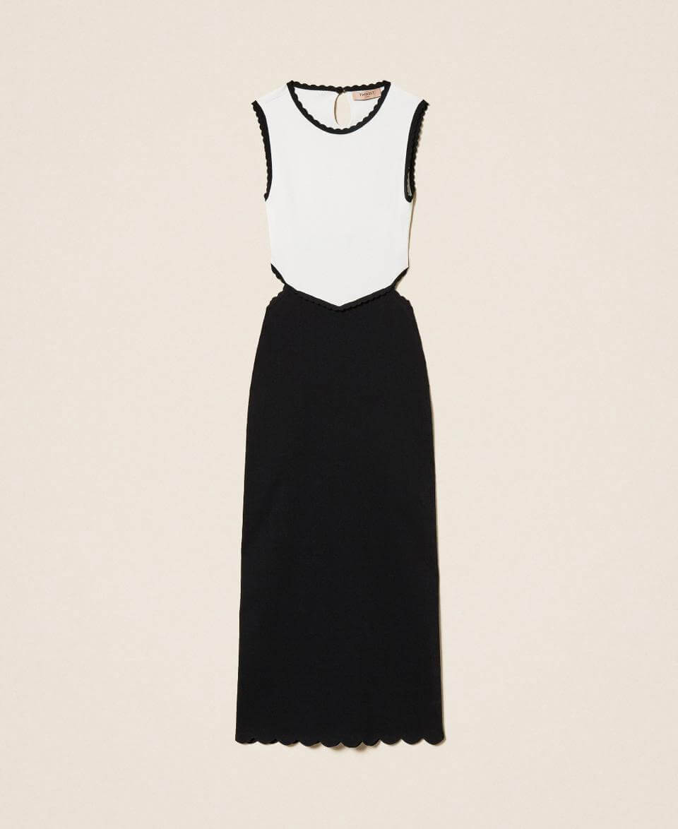 Long two-tone knit dress