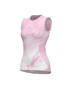 חולצת רשת נשים ללא שרוולים  FAN LADY BASE LAYER SLEEVELESS לבן-ורוד בייס לייר דקיקה ביותר מנדפת מאוד מסנן קרינה