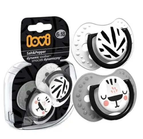 זוג מוצצי סיליקון מהדורת Salt & Pepper ‏18–6 חודשים Lovi