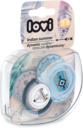 זוג מוצצי סיליקון מהדורת Indian Summer ‏6–3 חודשים כחול Lovi