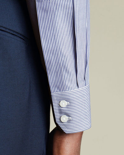 חולצה פסים כחול לבן צווארון חתוך גזרת סלים - Bengal stripe Slim Fit