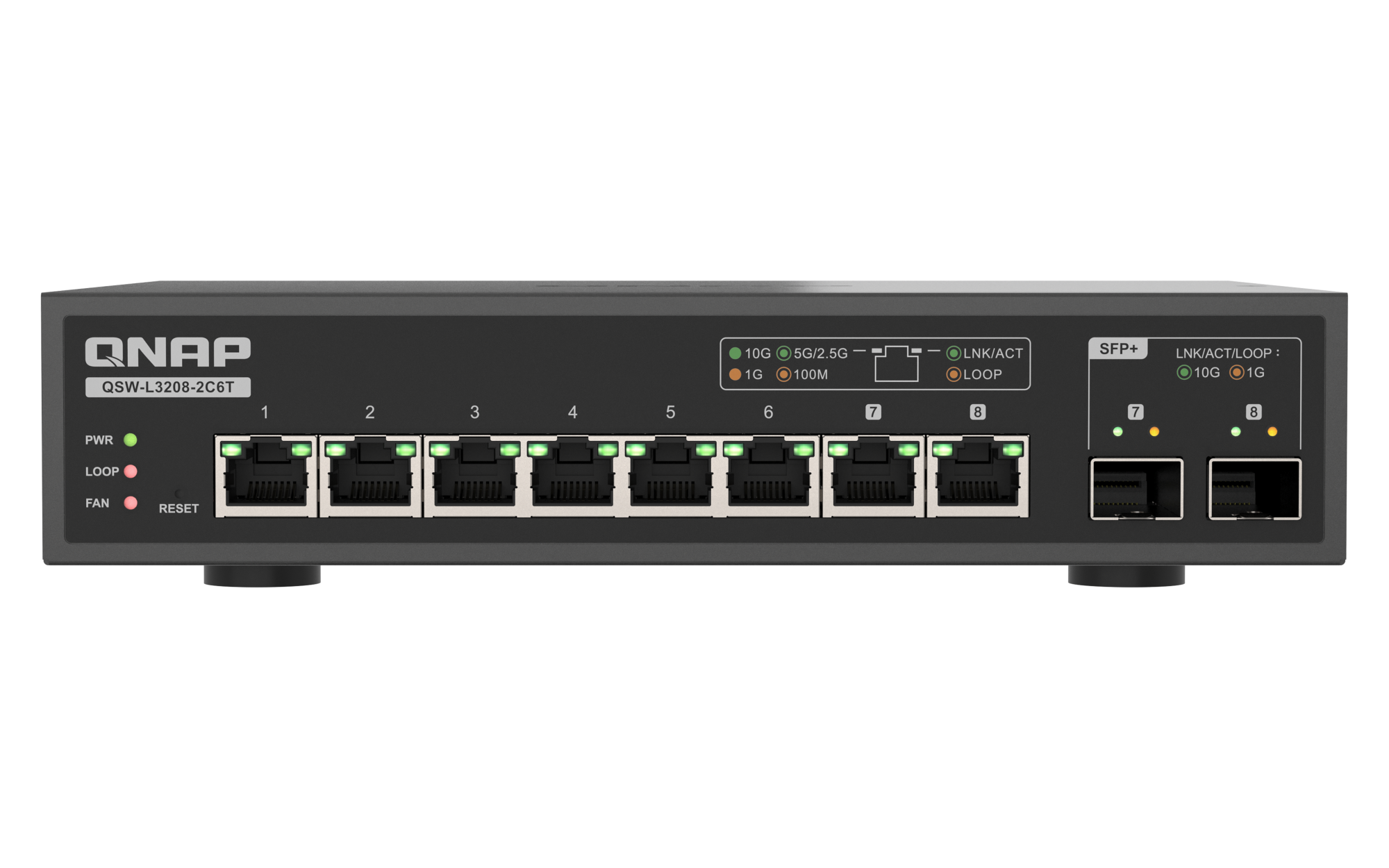 מתג QNAP 8-Port 10GbE QSW-L3208-2C6T Lite Managed