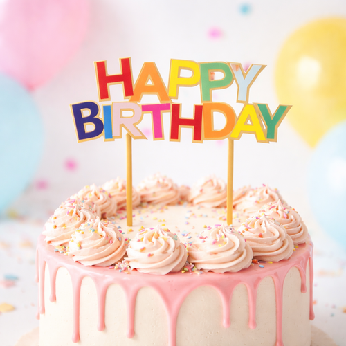 טופר פרספקס צבעוני HAPPY BIRTHDAY