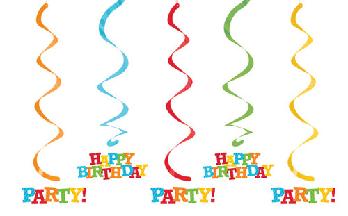 קישוטי מובייל כיתוב Happy Birthday  בחבילה 5 יח'