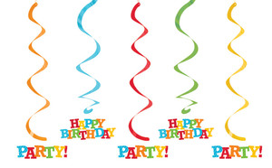 קישוטי מובייל כיתוב Happy Birthday בחבילה 5 יח