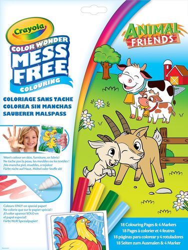 ערכת ציור ללא ליכלוך Color Wonder 18 דפים ו 4 טושים – חברים בחווה