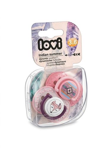זוג מוצצי סיליקון מהדורת Indian Summer ‏6–3 חודשים ורוד Lovi