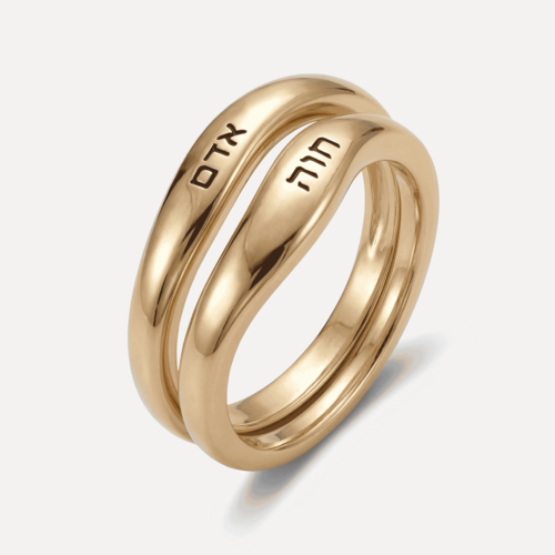 טבעת חריטה בציפוי זהב